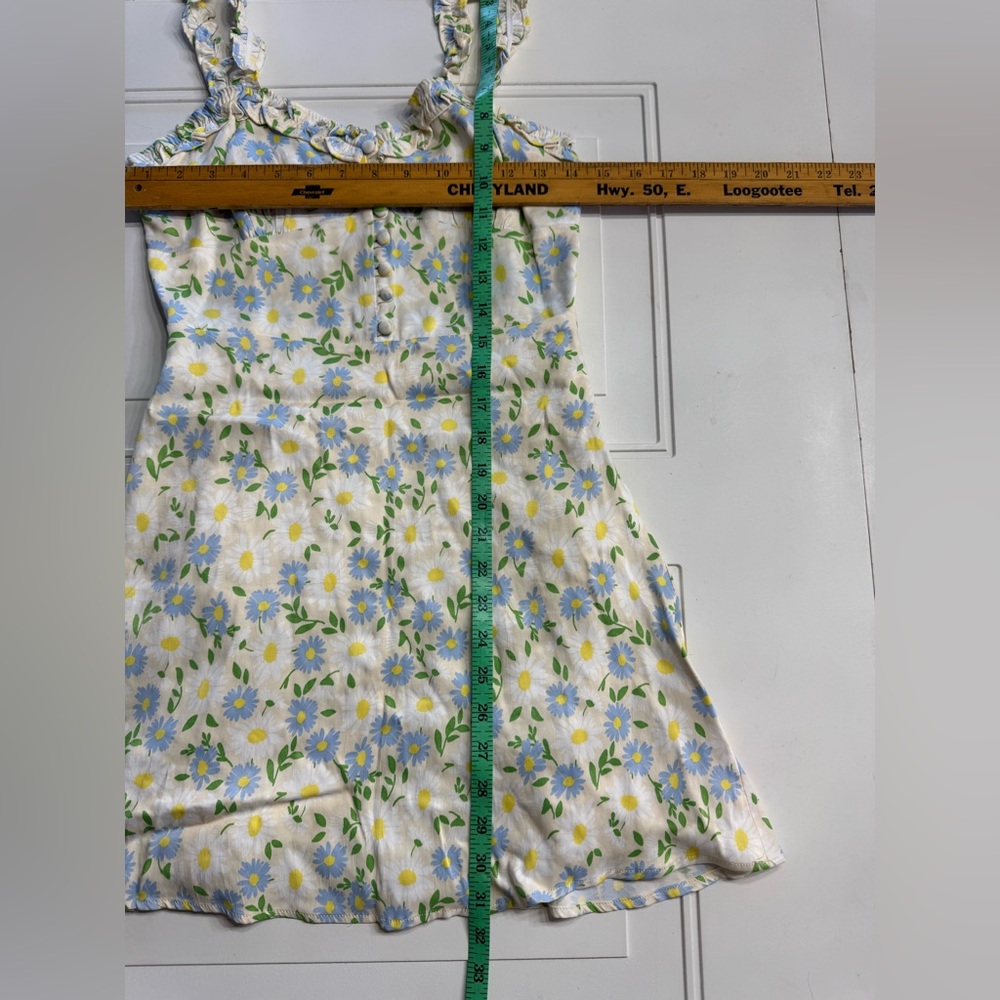 ZARA Pastel Floral Satin Effect Sweetheart Ruffle Strap Mini Dress Size Small - Picture 5 of 6